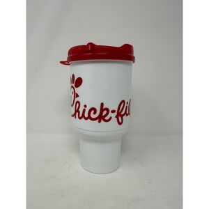Chick-fil-A Travel Mug Insulated Plastic Tumbler with Handle Red White Logo